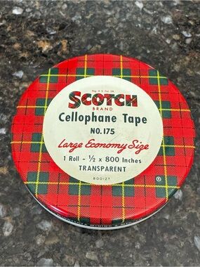 1950’s Scotch Cellophane Tape No.175 - Red & Green Tartan Plaid Tin